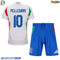 Maglie da calcio Italia Lorenzo Pellegrini #10 Seconda Maglia Bambino Europei 2024 Manica Corta (+ Pantaloni corti)